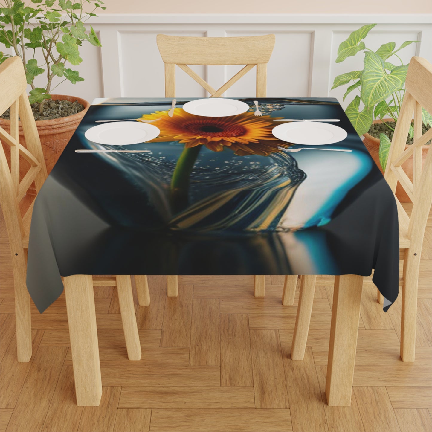 Tablecloth yello Gerbera glass 3