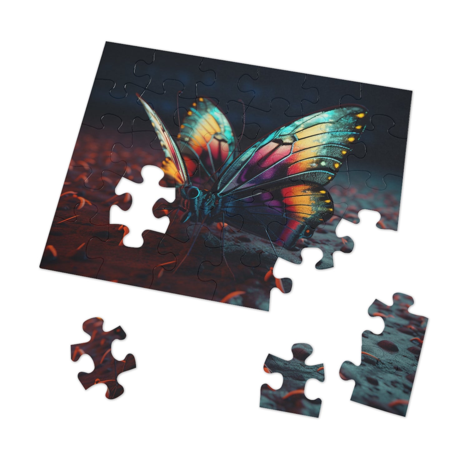Jigsaw Puzzle (30, 110, 252, 500,1000-Piece) Hyper Colorful Butterfly Macro 1