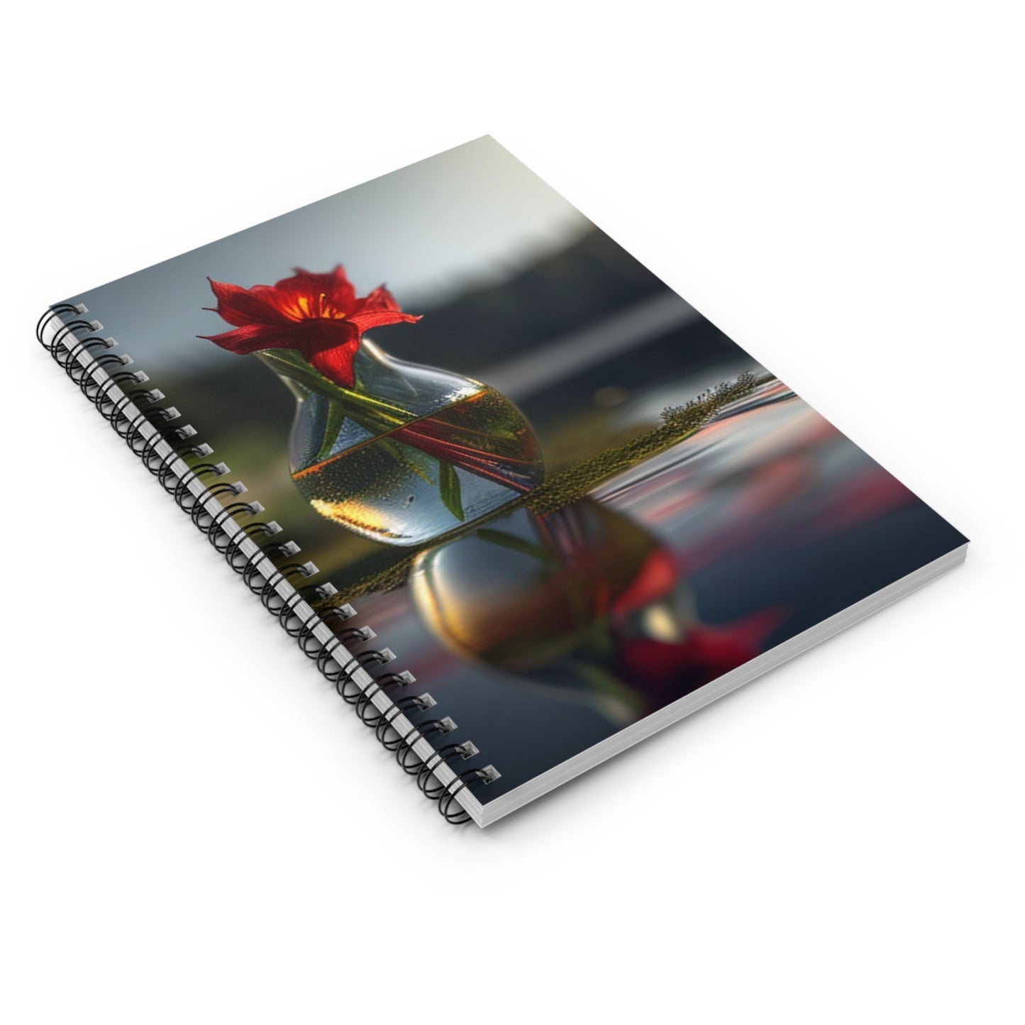 Spiral Notebook - Ruled Line Red Lily in a Glass vase 3