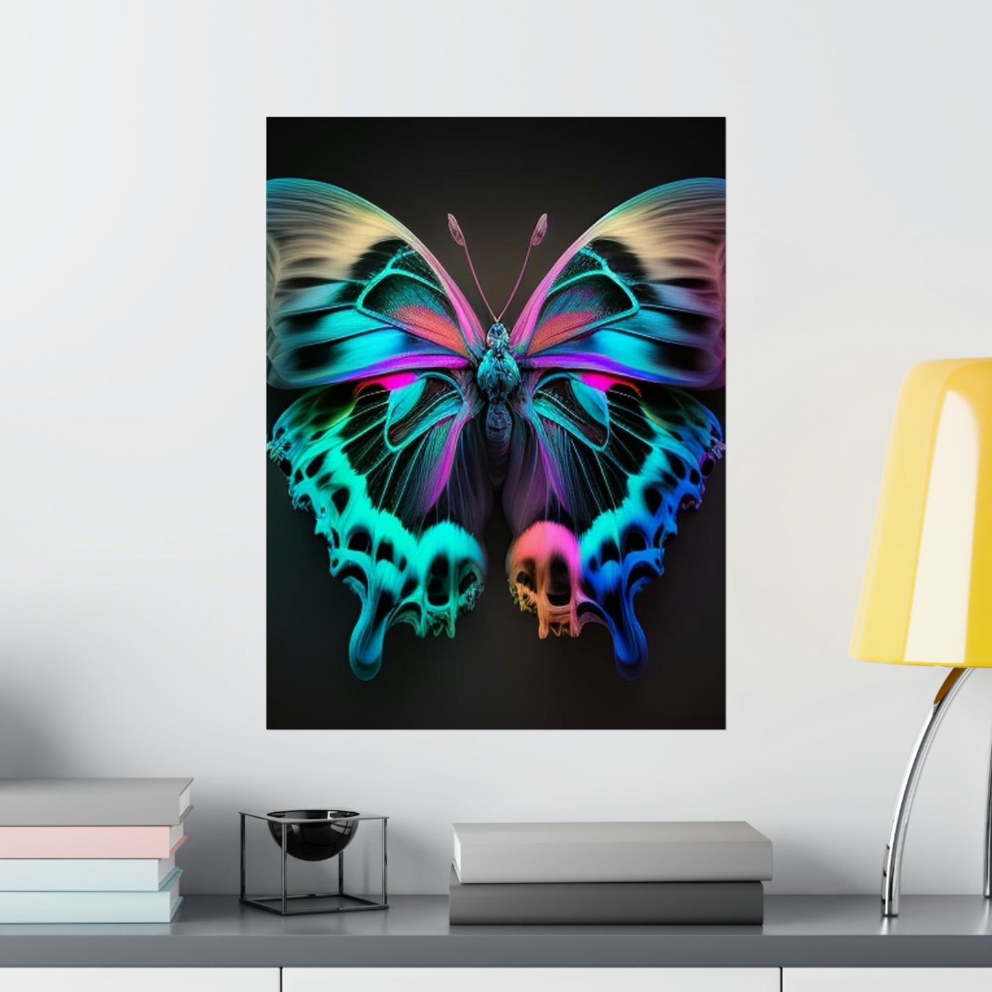 Premium Matte Vertical Posters Neon Butterfly Fusion 2