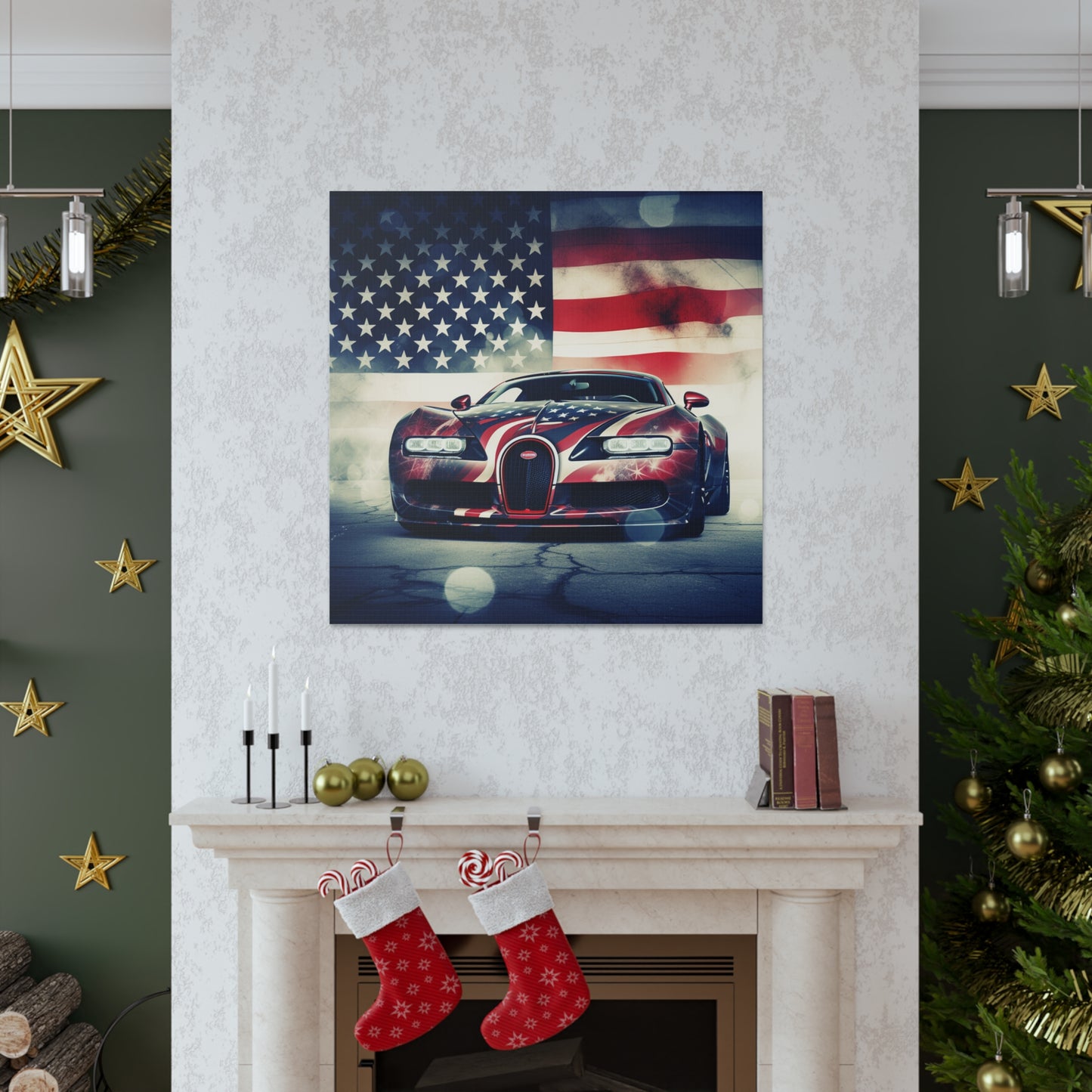 Canvas Gallery Wraps Abstract American Flag Background Bugatti 1