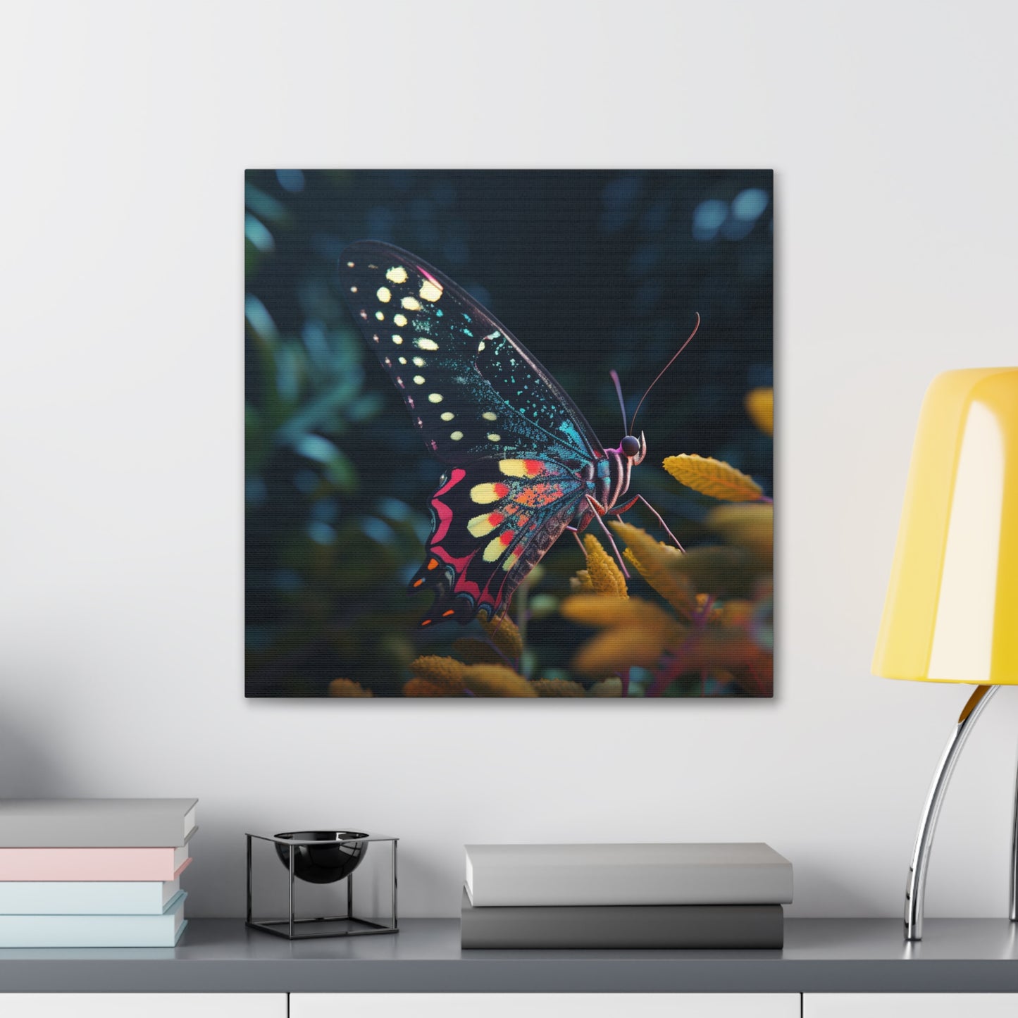 Canvas Gallery Wraps Hyper Colorful Butterfly Macro 2