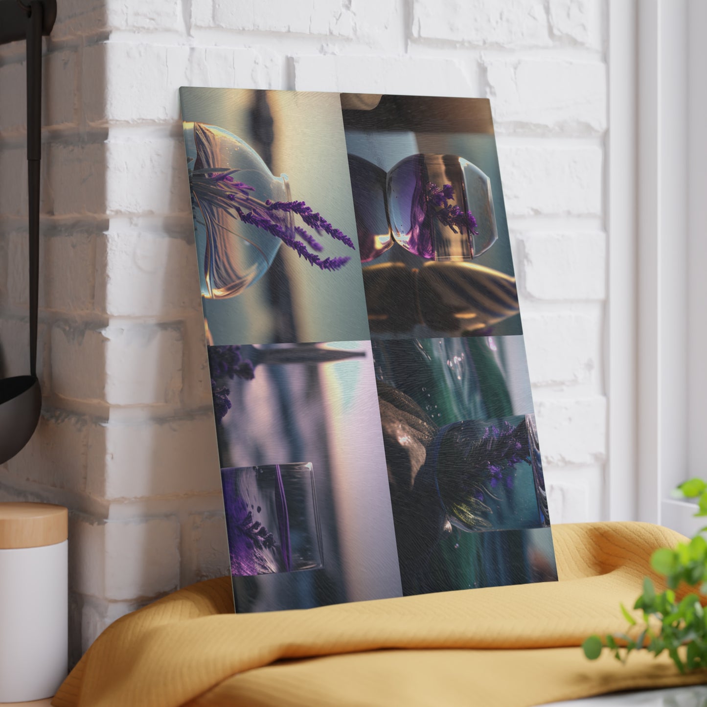 Glass Cutting Board Lavender in a vase 5