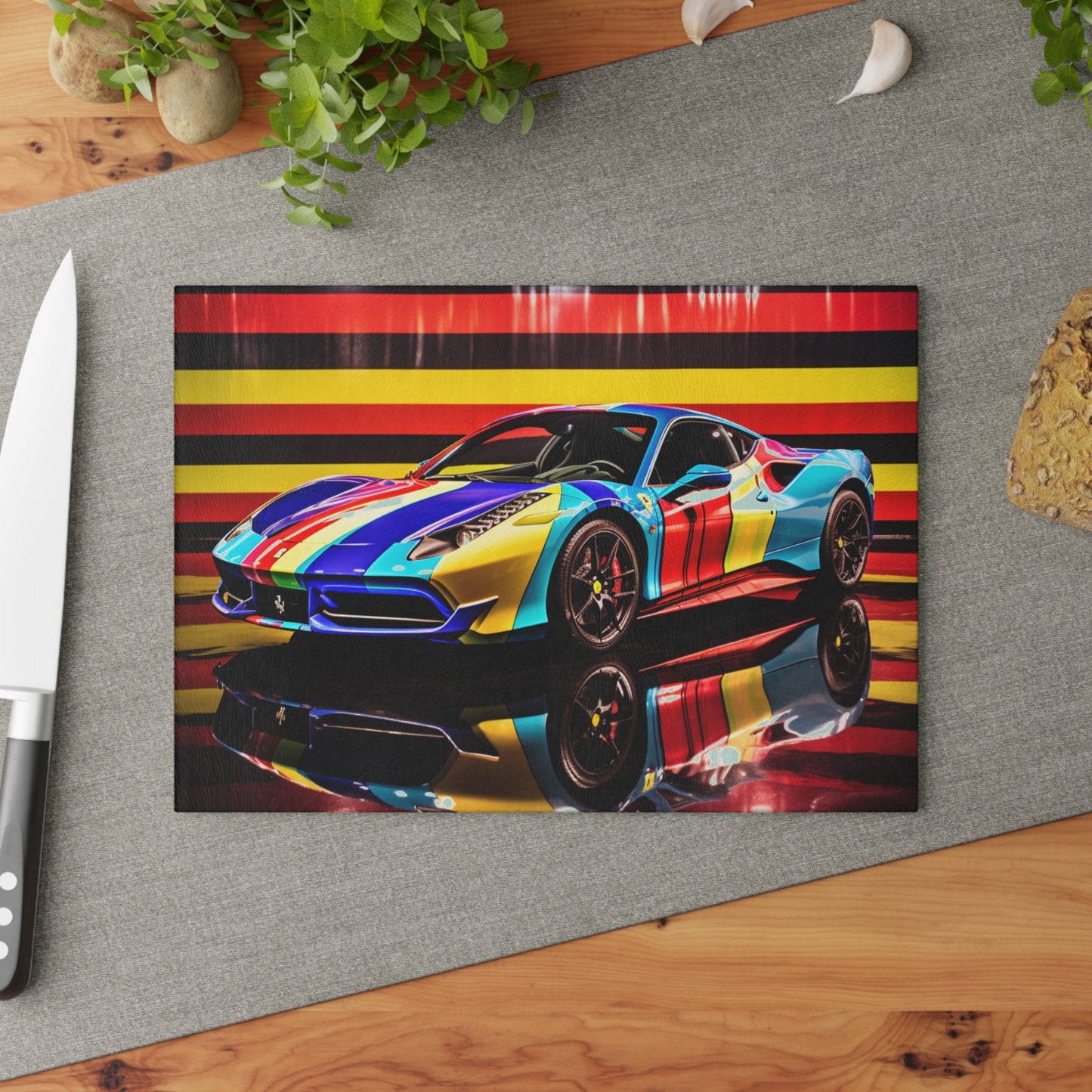 Glass Cutting Board Hyper Colorfull Ferrari 2