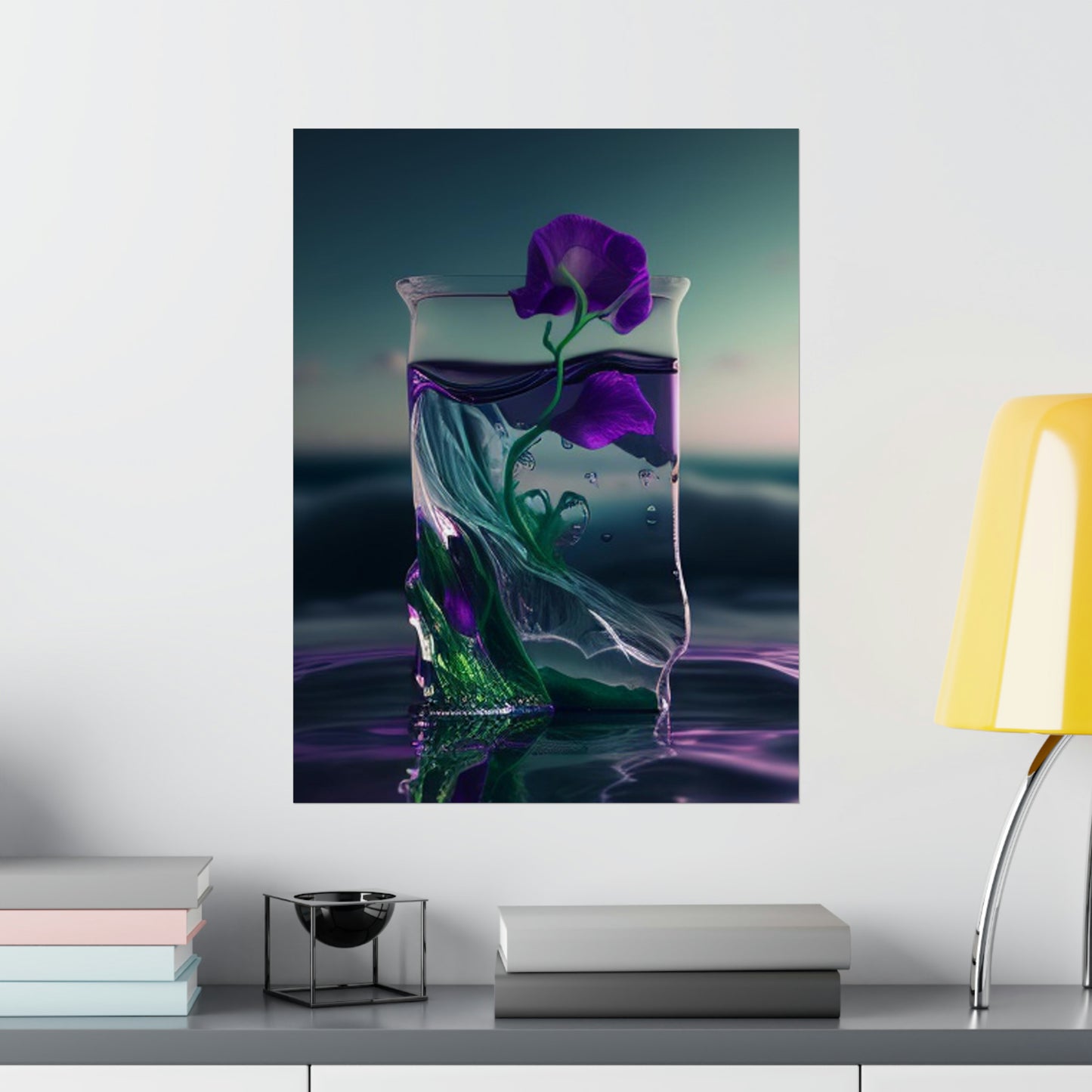 Premium Matte Vertical Posters Purple Sweet pea in a vase 3