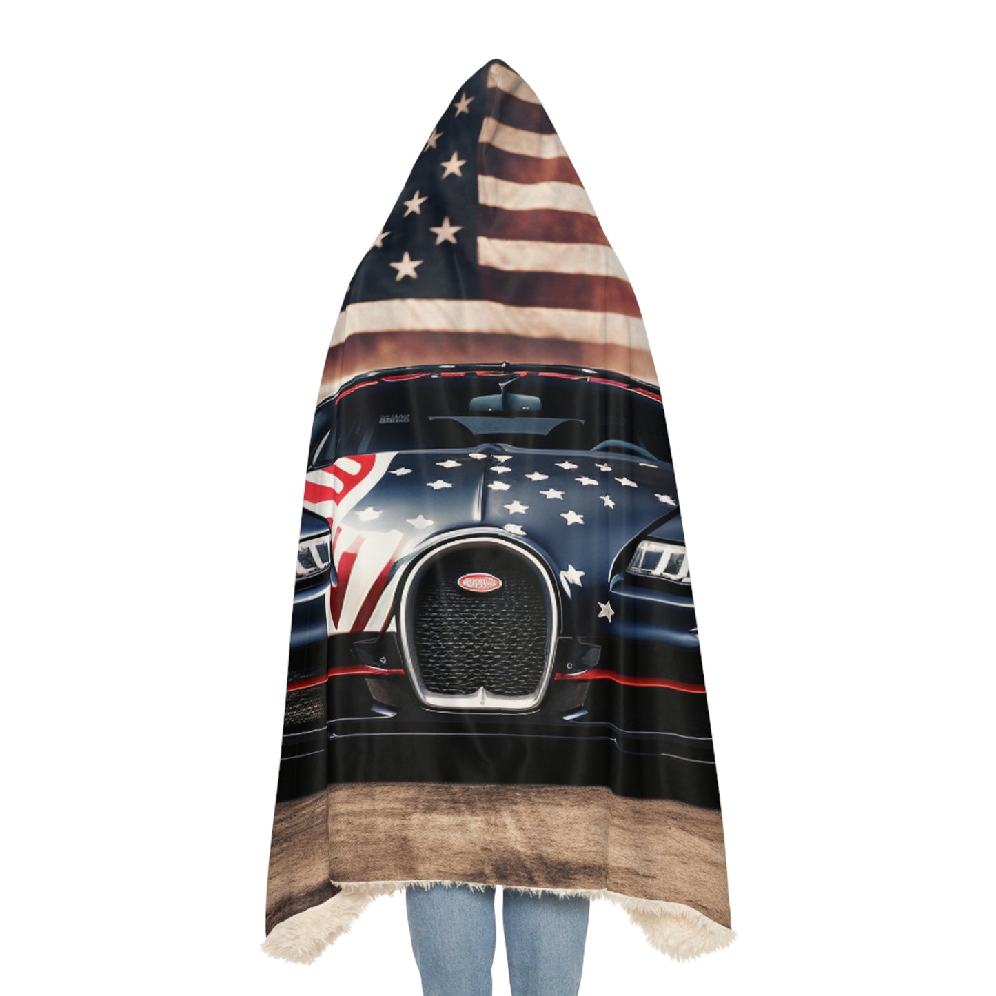 Snuggle Hooded Blanket Bugatti American Flag 2