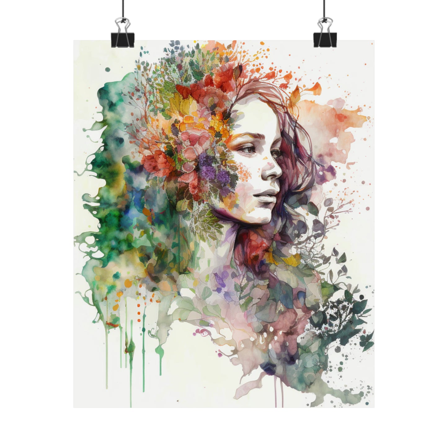 Premium Matte Vertical Posters Mother Nature Bright Spring Colors Realistic Watercolor 3