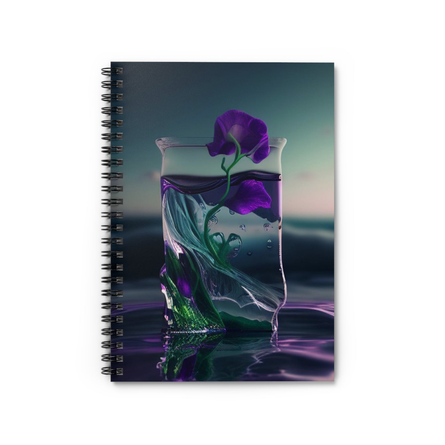Spiral Notebook - Ruled Line Purple Sweet pea in a vase 3