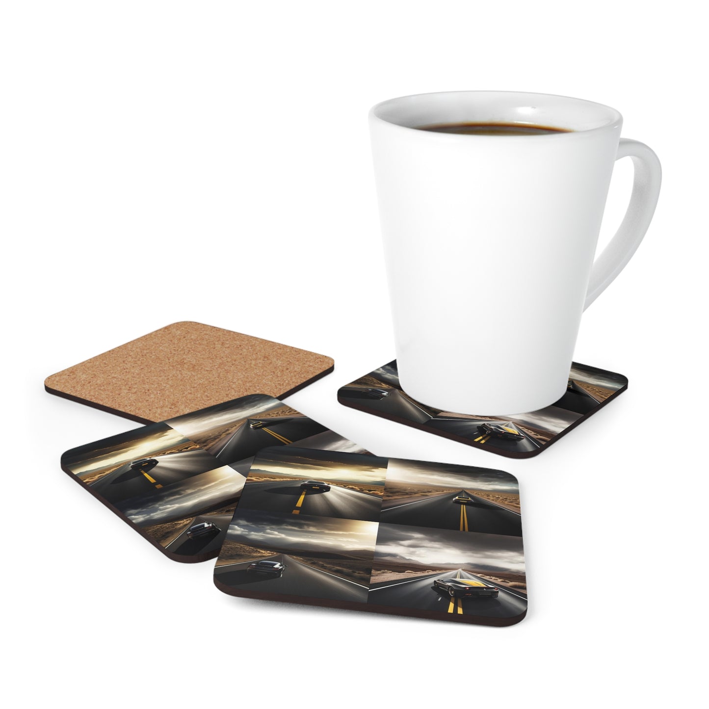 Corkwood Coaster Set Ferrari Road 5