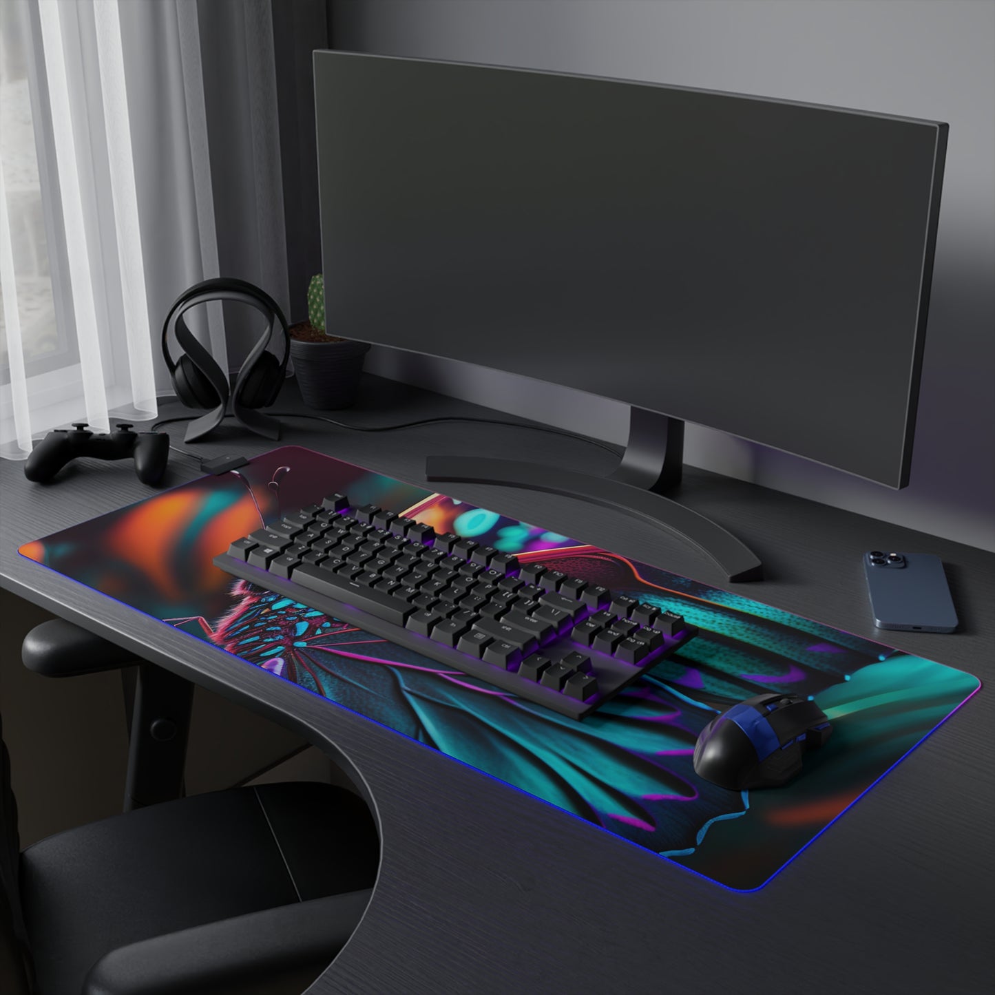 LED Gaming Mouse Pad Neon Butterfly Macro 1