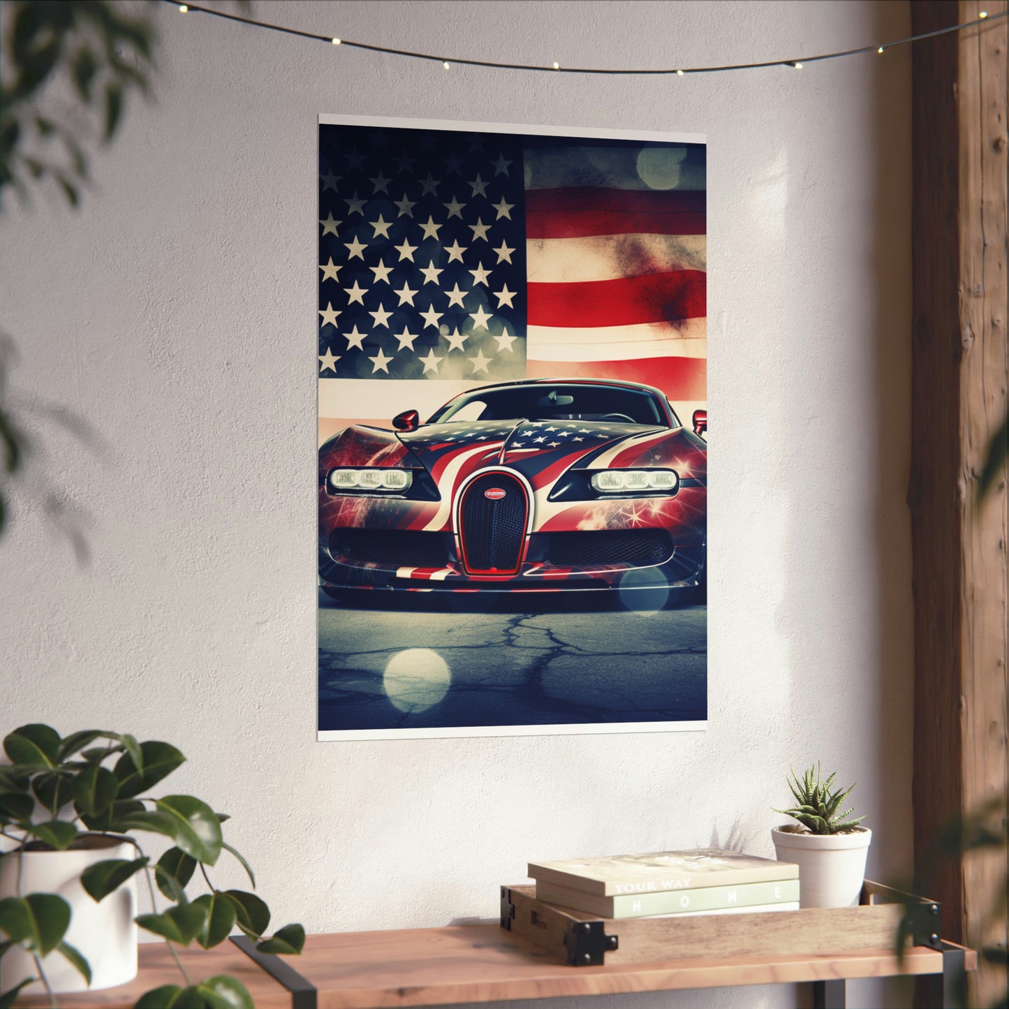 Premium Matte Vertical Posters Abstract American Flag Background Bugatti 1