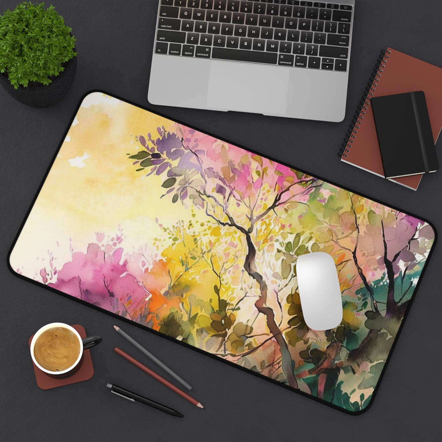 Desk Mat Mother Nature Bright Spring Colors Realistic Watercolor 2