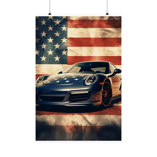 Premium Matte Vertical Posters Abstract American Flag Background Porsche 3