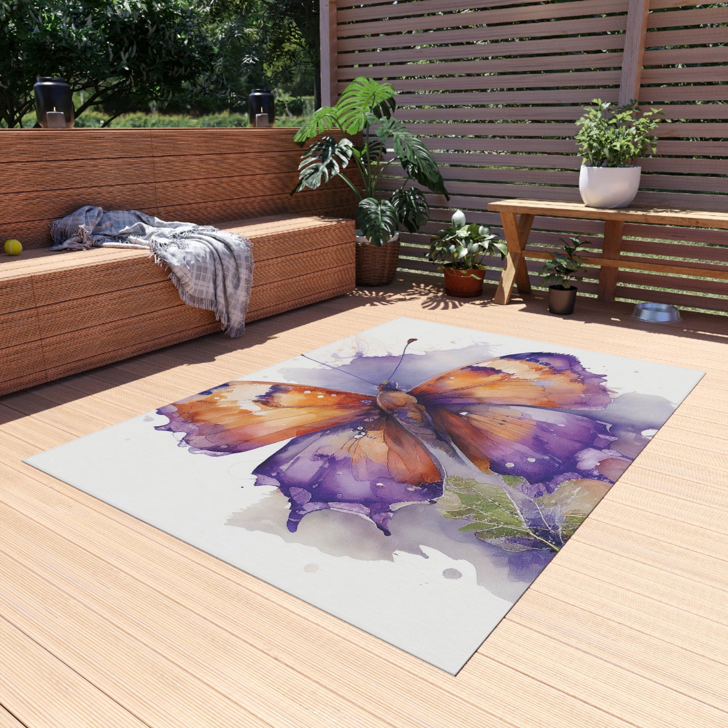 Outdoor Rug  MerlinRose Watercolor Butterfly 2