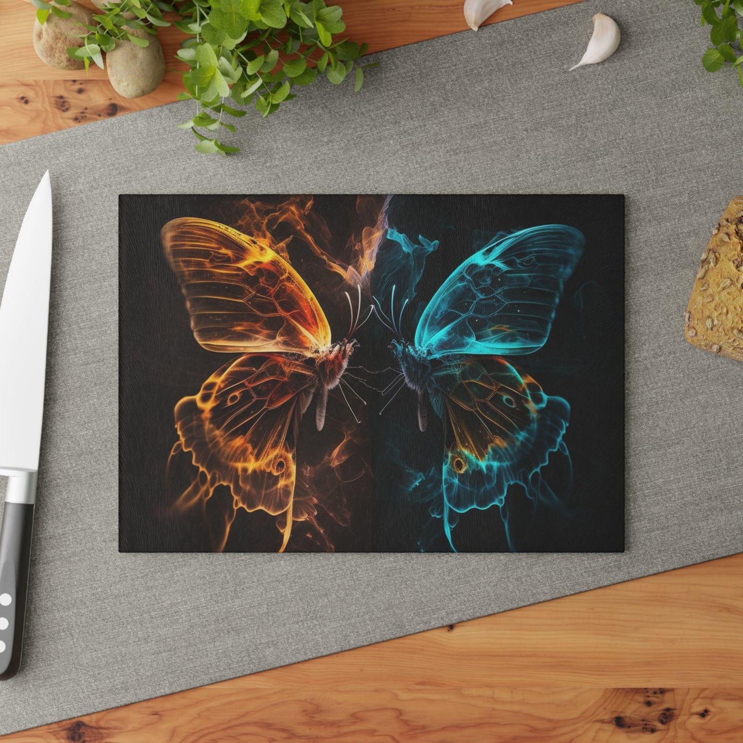 Glass Cutting Board Kiss Neon Butterfly 6