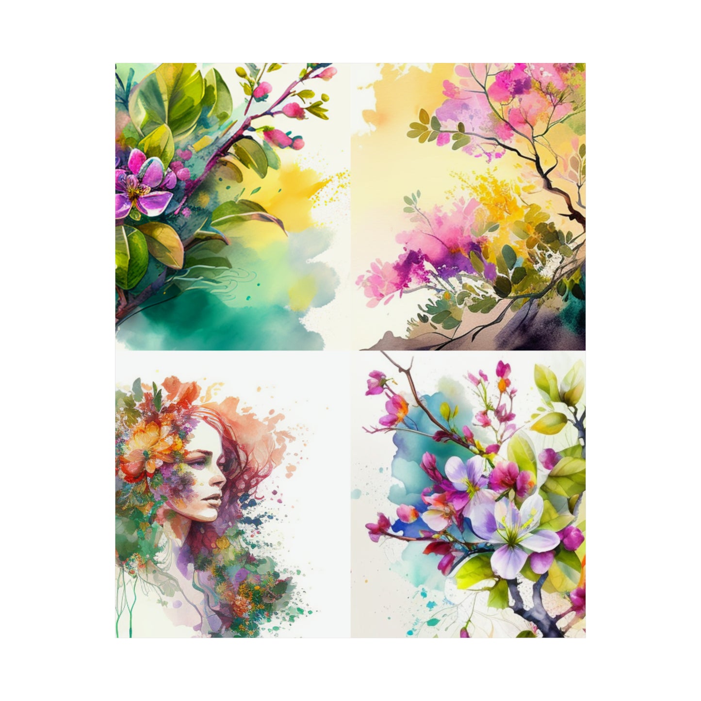 Premium Matte Vertical Posters Mother Nature Bright Spring Colors Realistic Watercolor 5