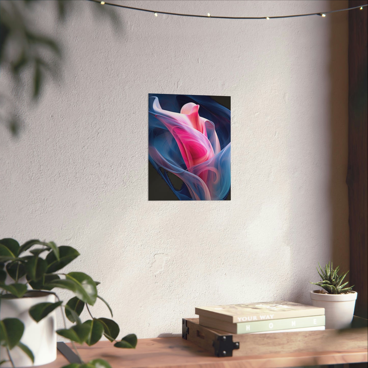 Premium Matte Vertical Posters Pink & Blue Tulip Rose 3