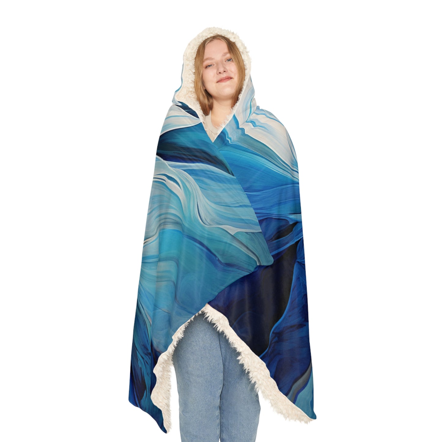 Snuggle Hooded Blanket Blue Tluip Abstract 1