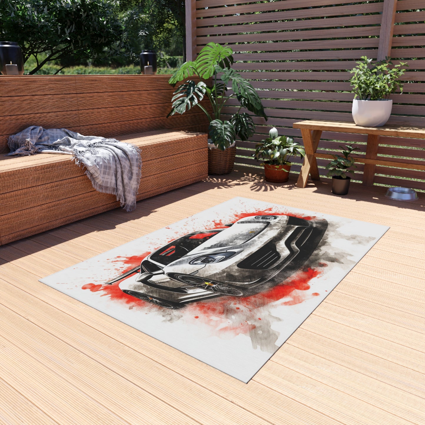 Outdoor Rug  918 Spyder white background driving fast with water splashing 4