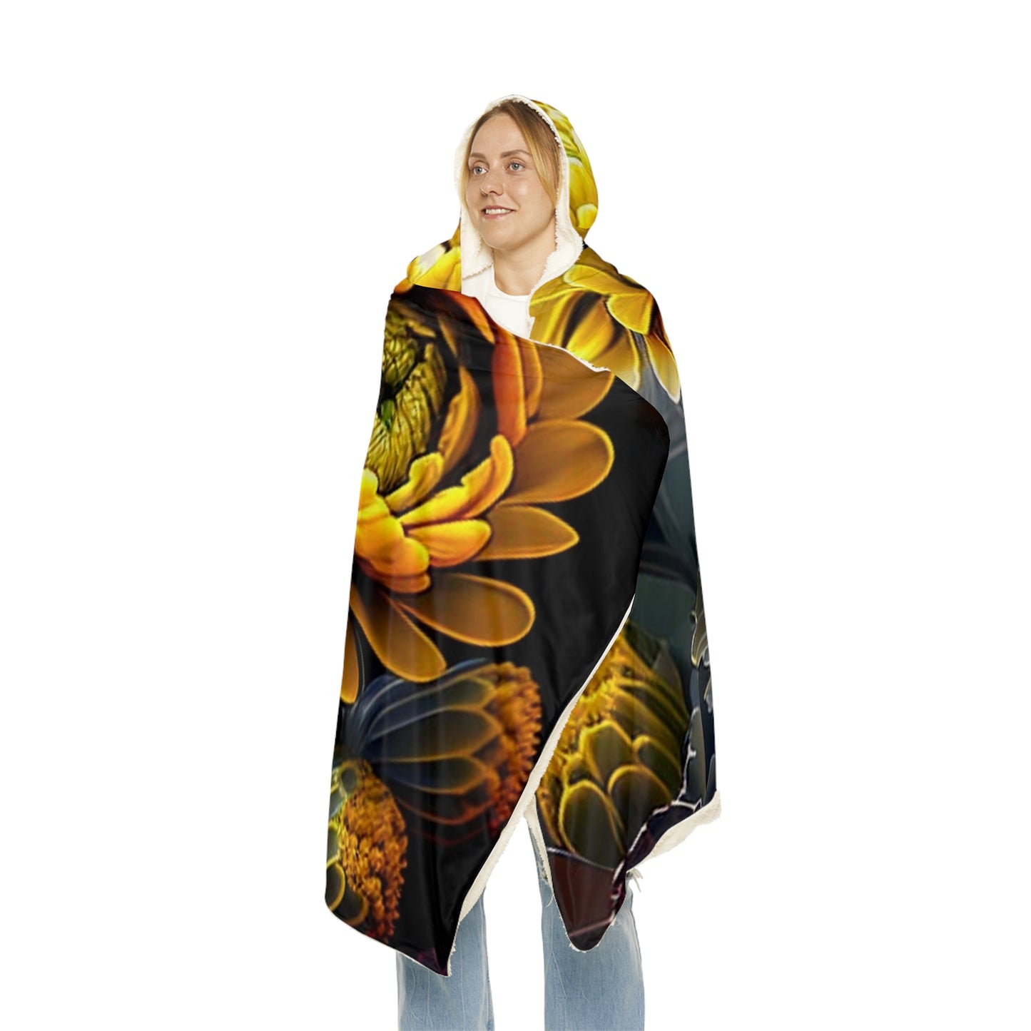 Snuggle Hooded Blanket Yellow Hermosas Flores Amarillas 4