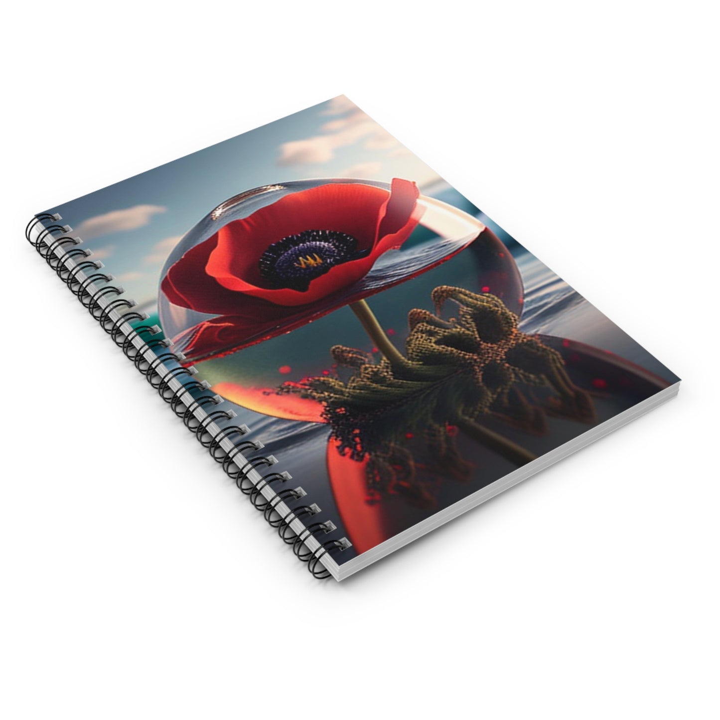 Spiral Notebook - Ruled Line Red Anemone in a Vase 4