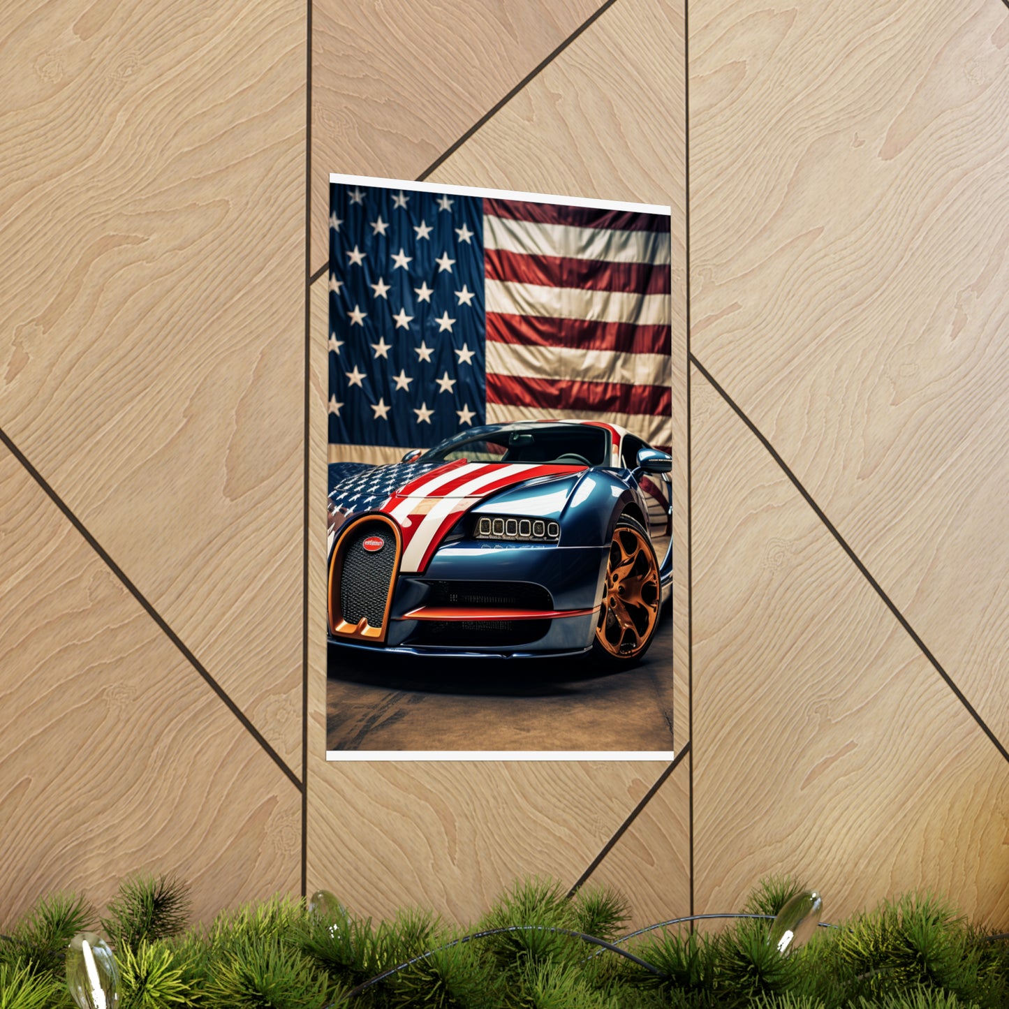 Premium Matte Vertical Posters Bugatti Flag American 4