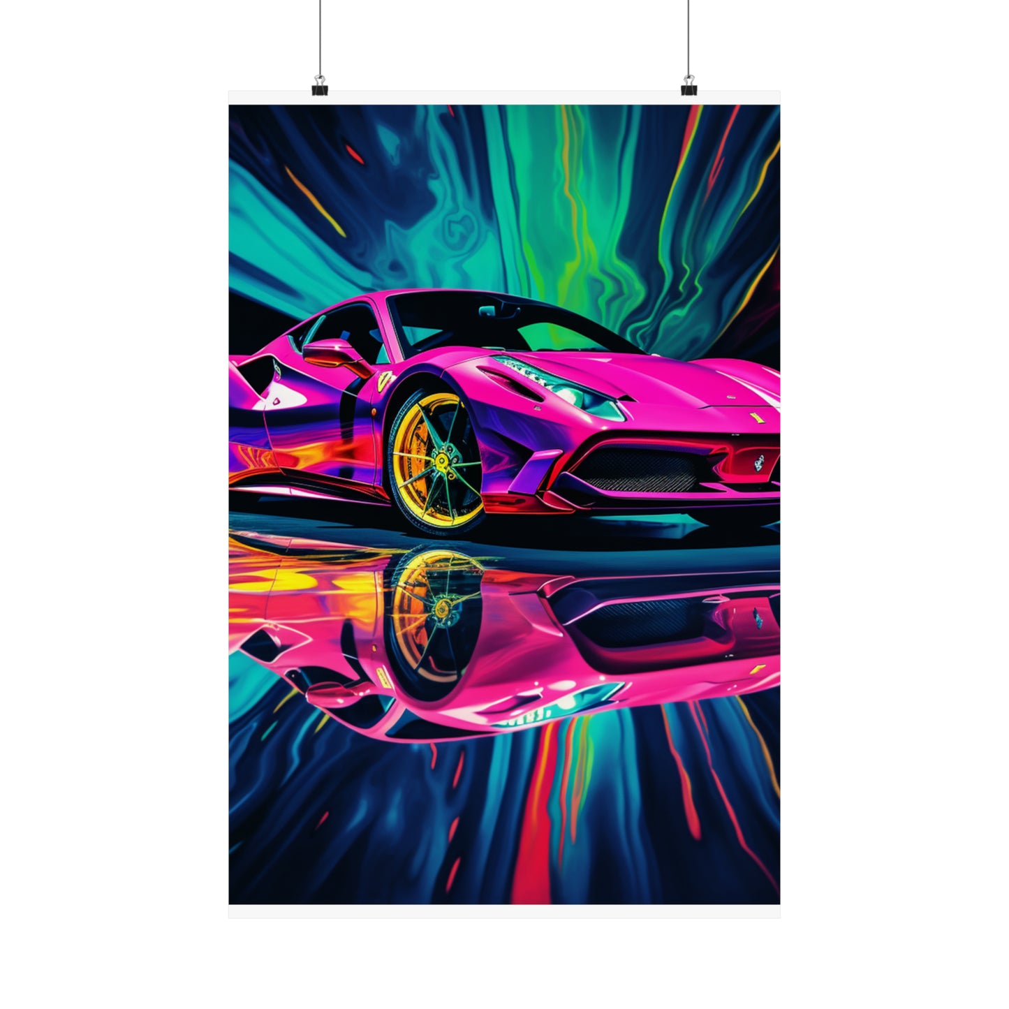 Premium Matte Vertical Posters Pink Ferrari Macro 4