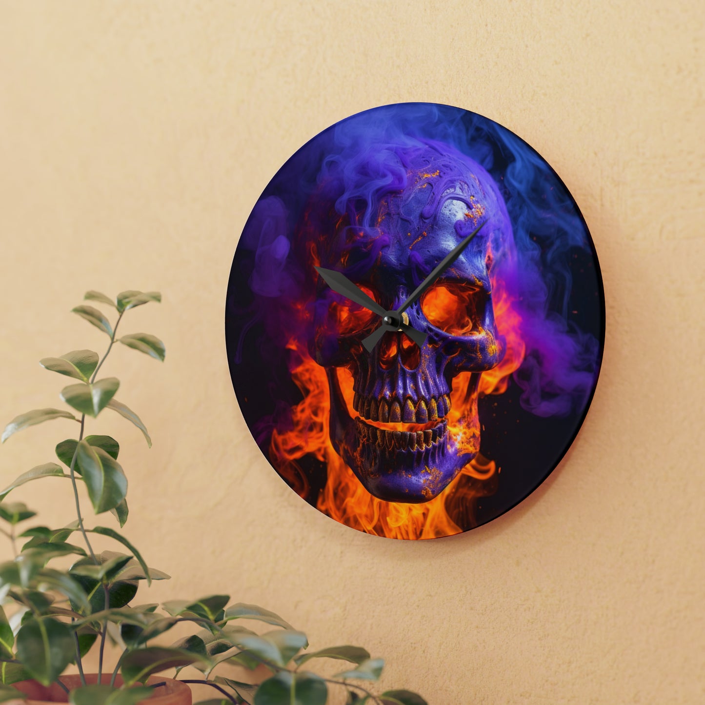 Acrylic Wall Clock Macro Skull 1