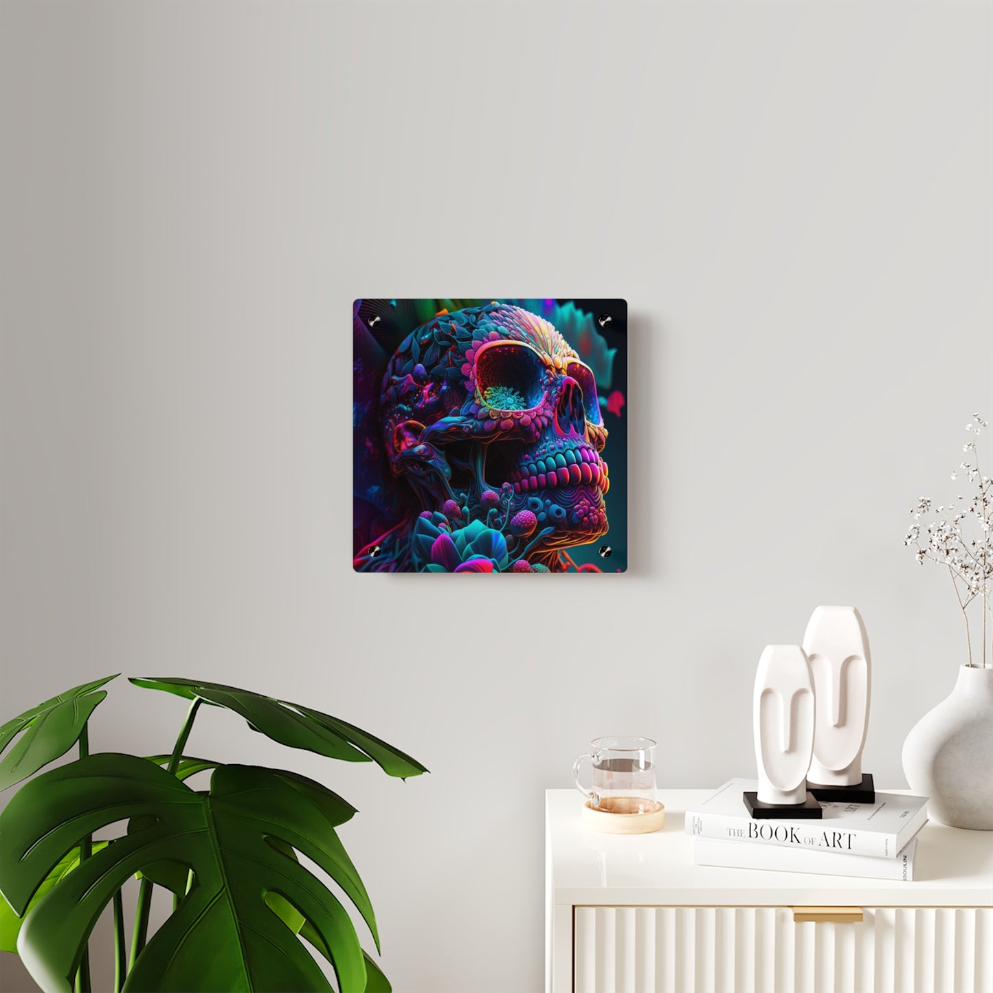 Acrylic Wall Art Panels Florescent Skull Death 3