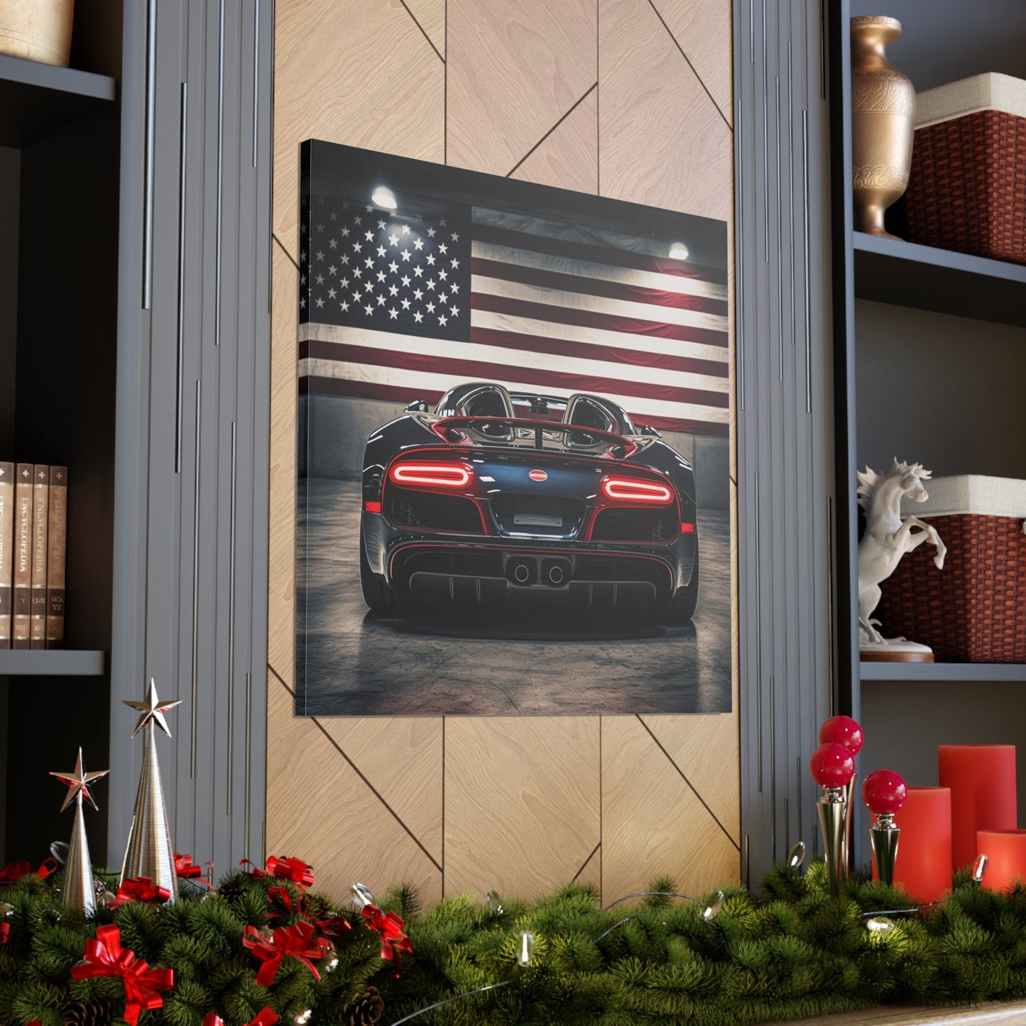 Canvas Gallery Wraps American Flag Background Bugatti 4