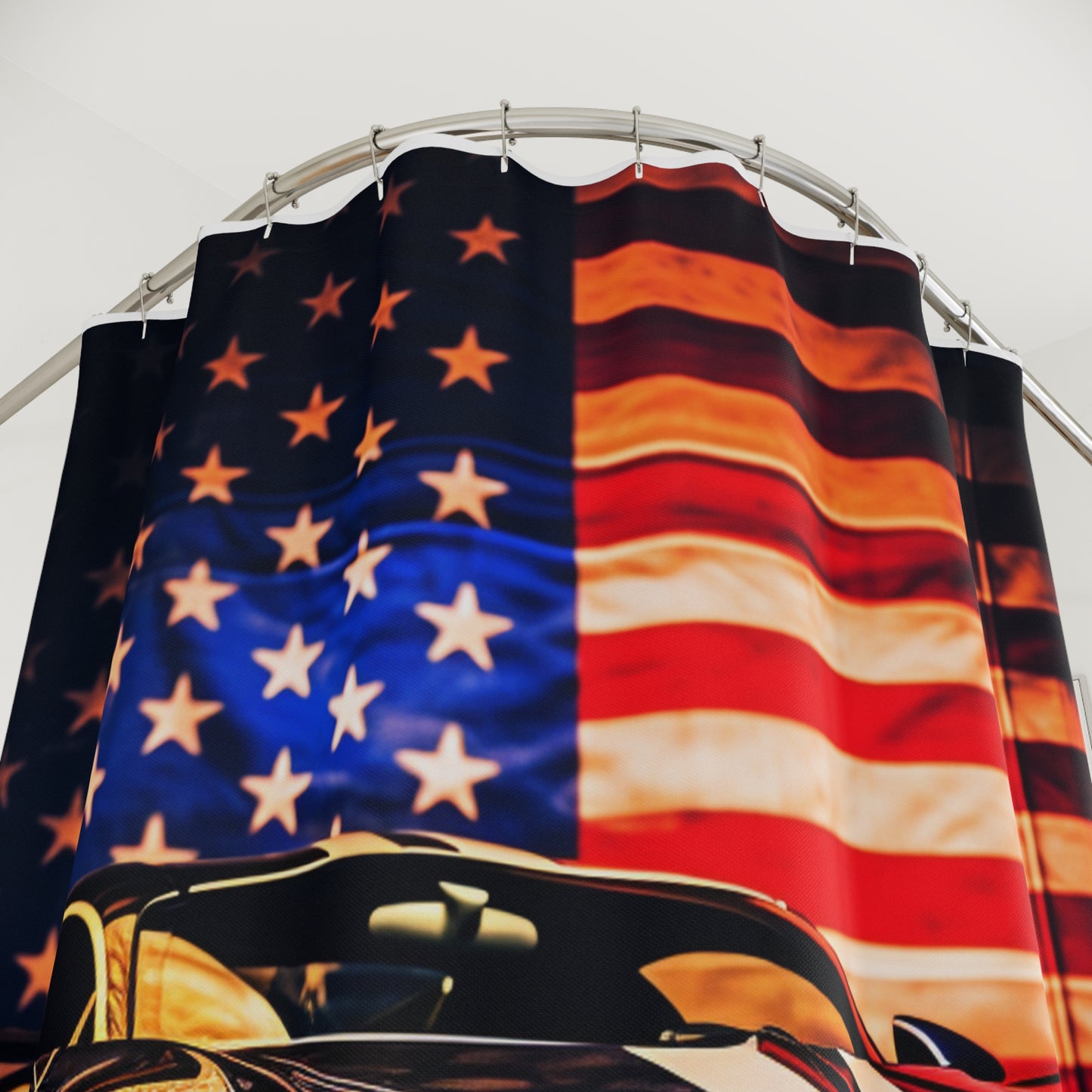 Polyester Shower Curtain Macro Bugatti American Flag 4
