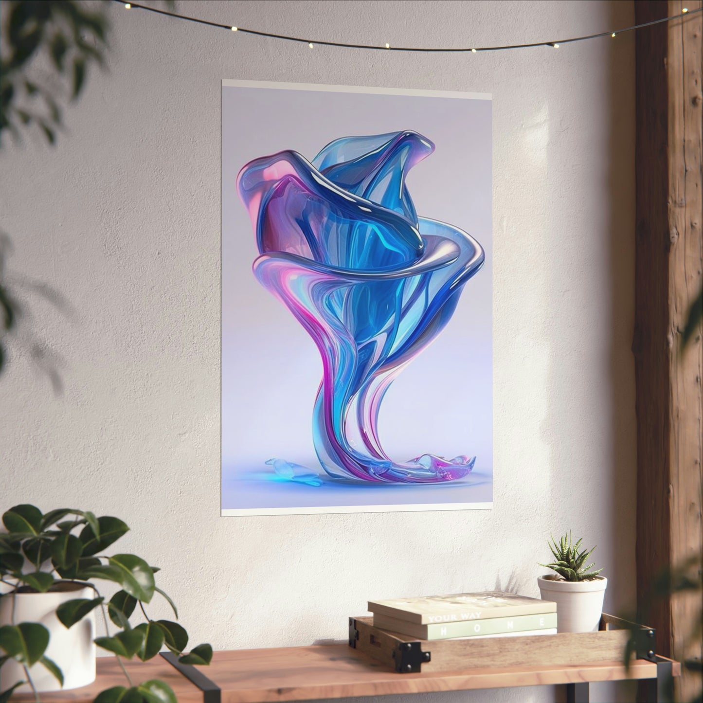 Premium Matte Vertical Posters Pink & Blue Tulip Rose 2