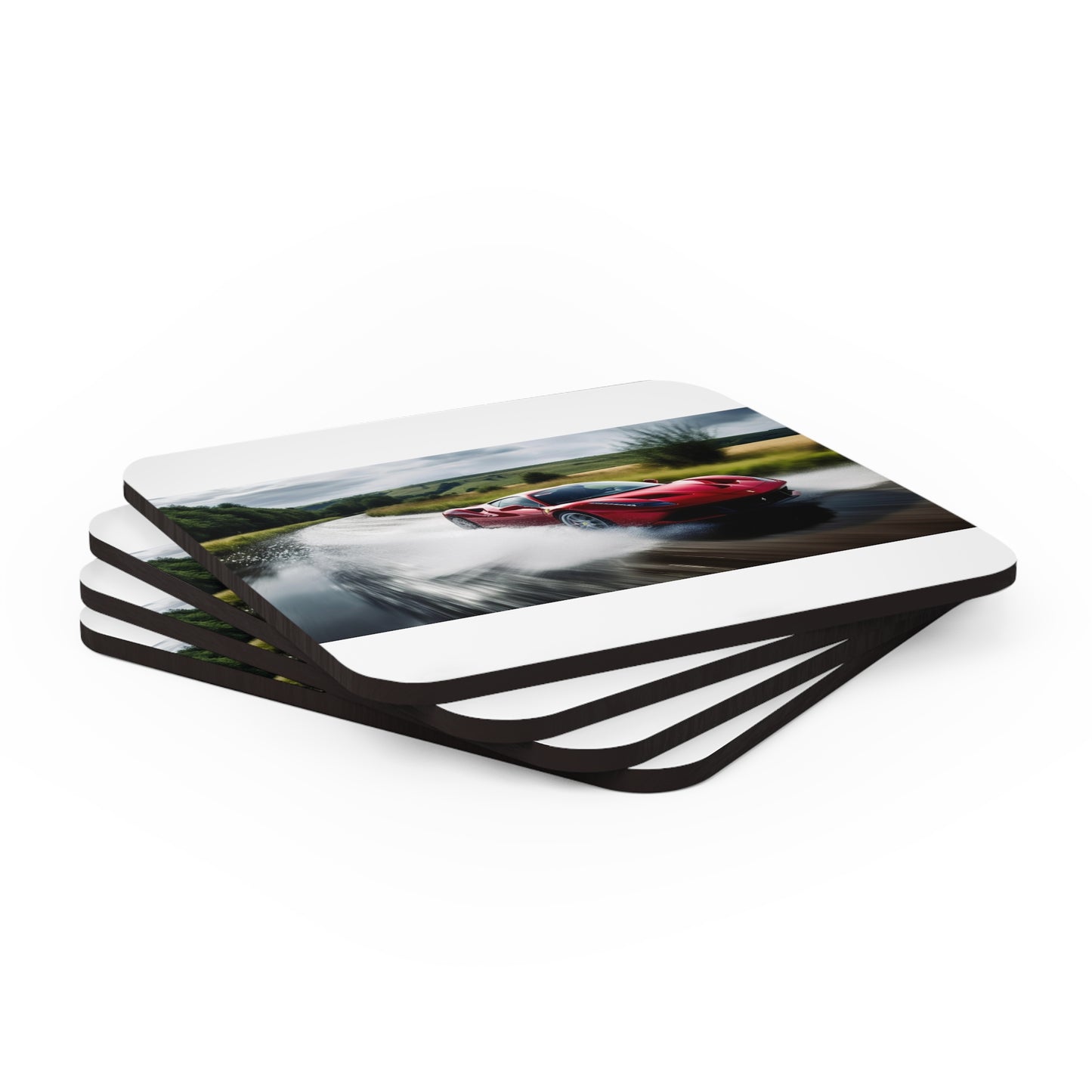 Corkwood Coaster Set Water Ferrari Splash 4