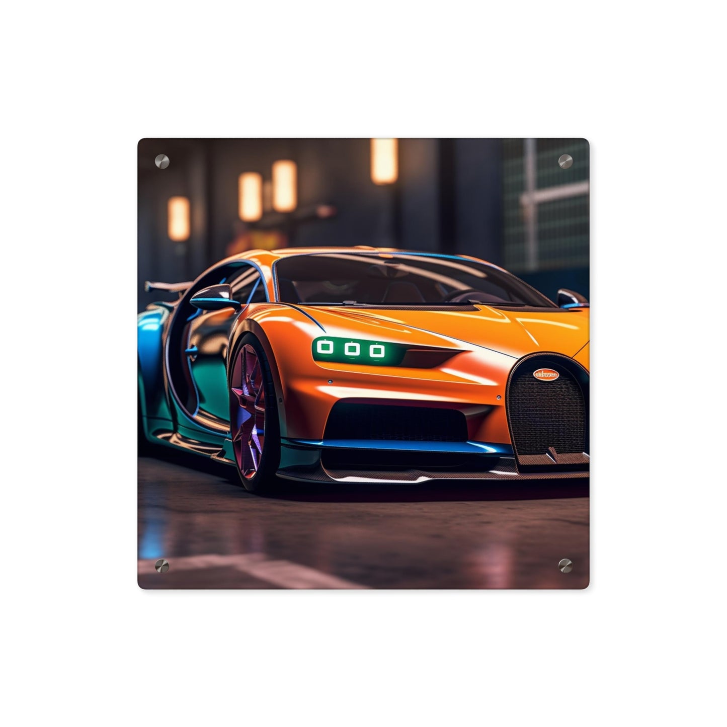 Acrylic Wall Art Panels Hyper Bugatti Neon Chiron 1