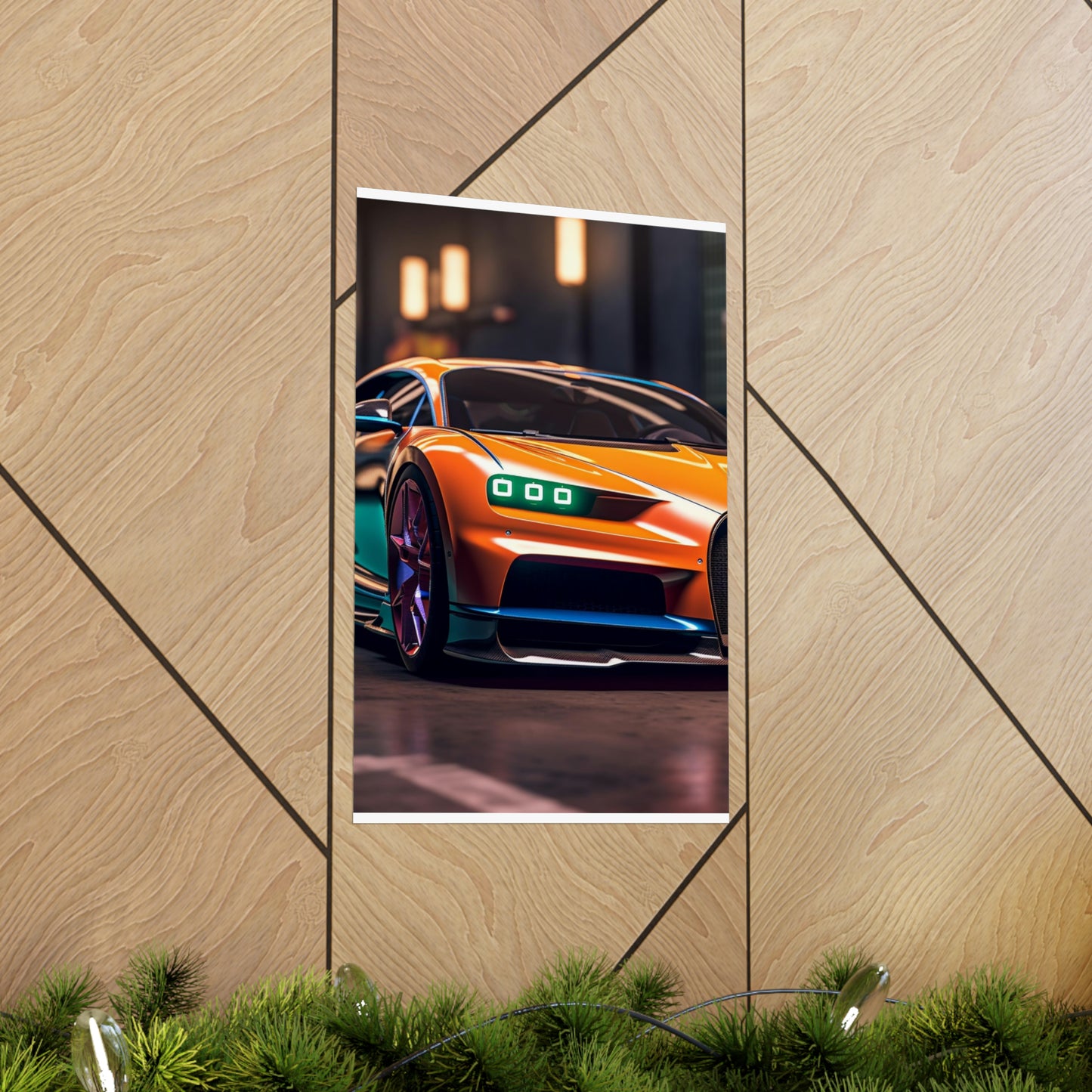 Premium Matte Vertical Posters Hyper Bugatti Neon Chiron 1