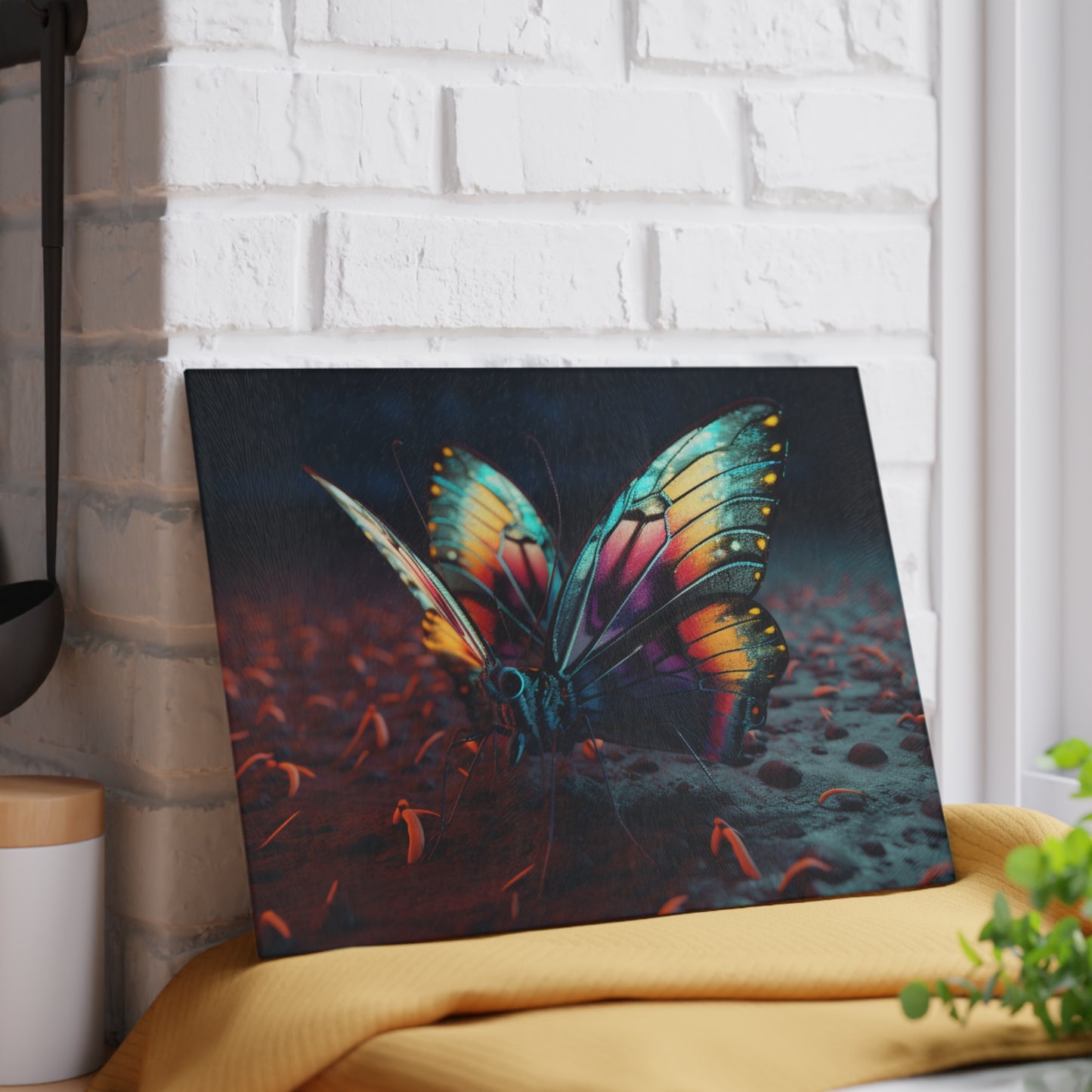 Glass Cutting Board Hyper Colorful Butterfly Macro 1