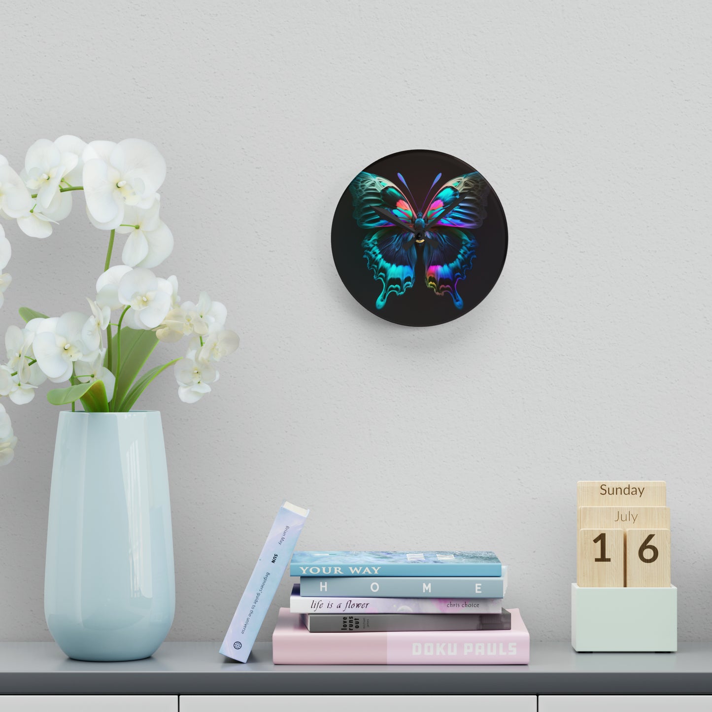 Acrylic Wall Clock Raw Florescent Glow 1