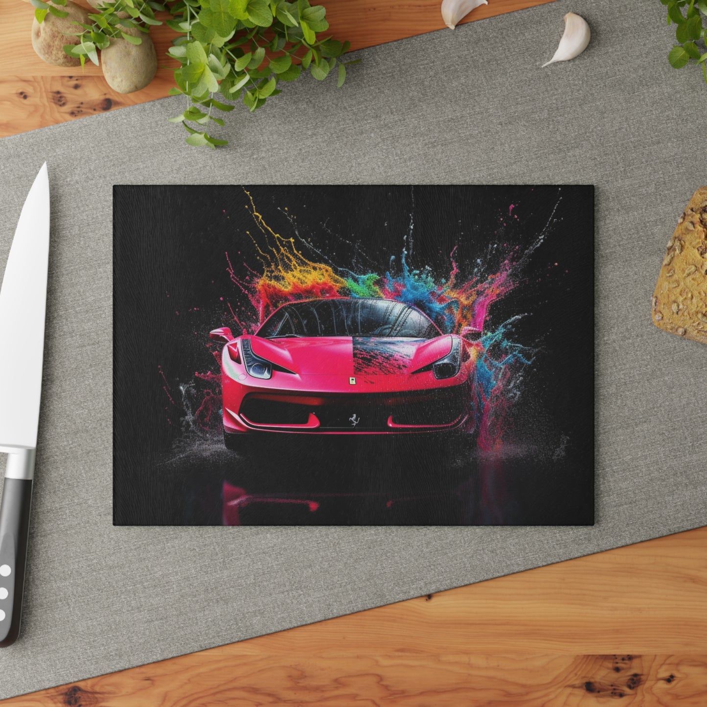 Glass Cutting Board Ferrari Water Splash 2