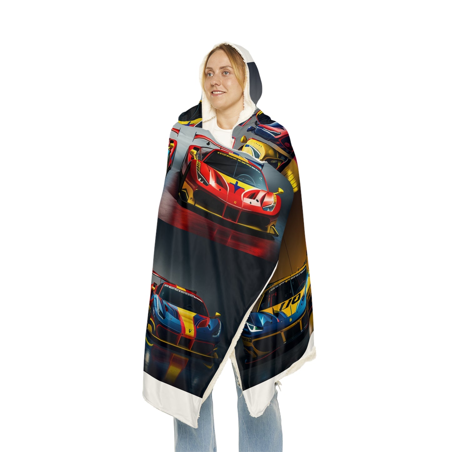 Snuggle Hooded Blanket Ferrari Red Blue 5