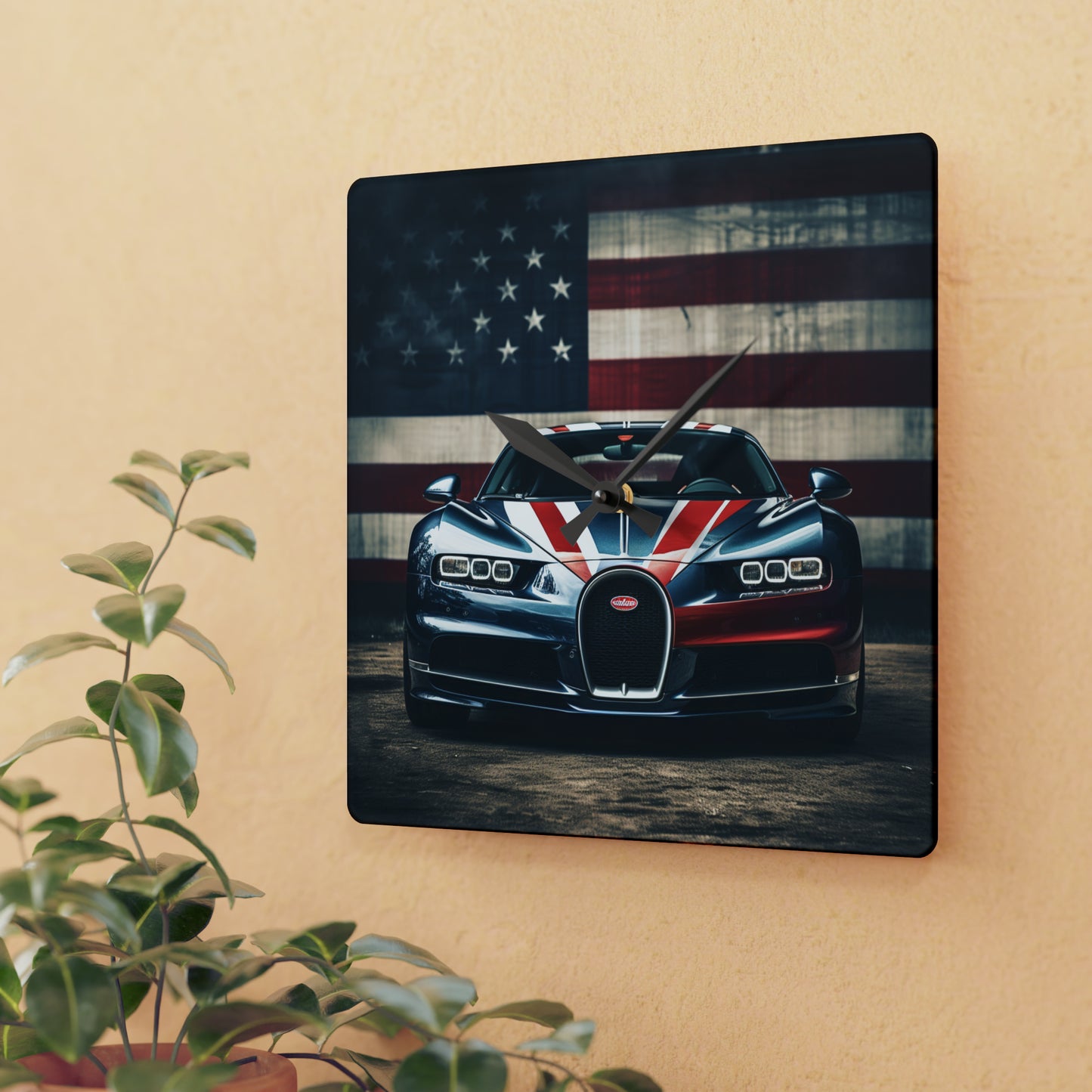 Acrylic Wall Clock Bugatti Flag 2