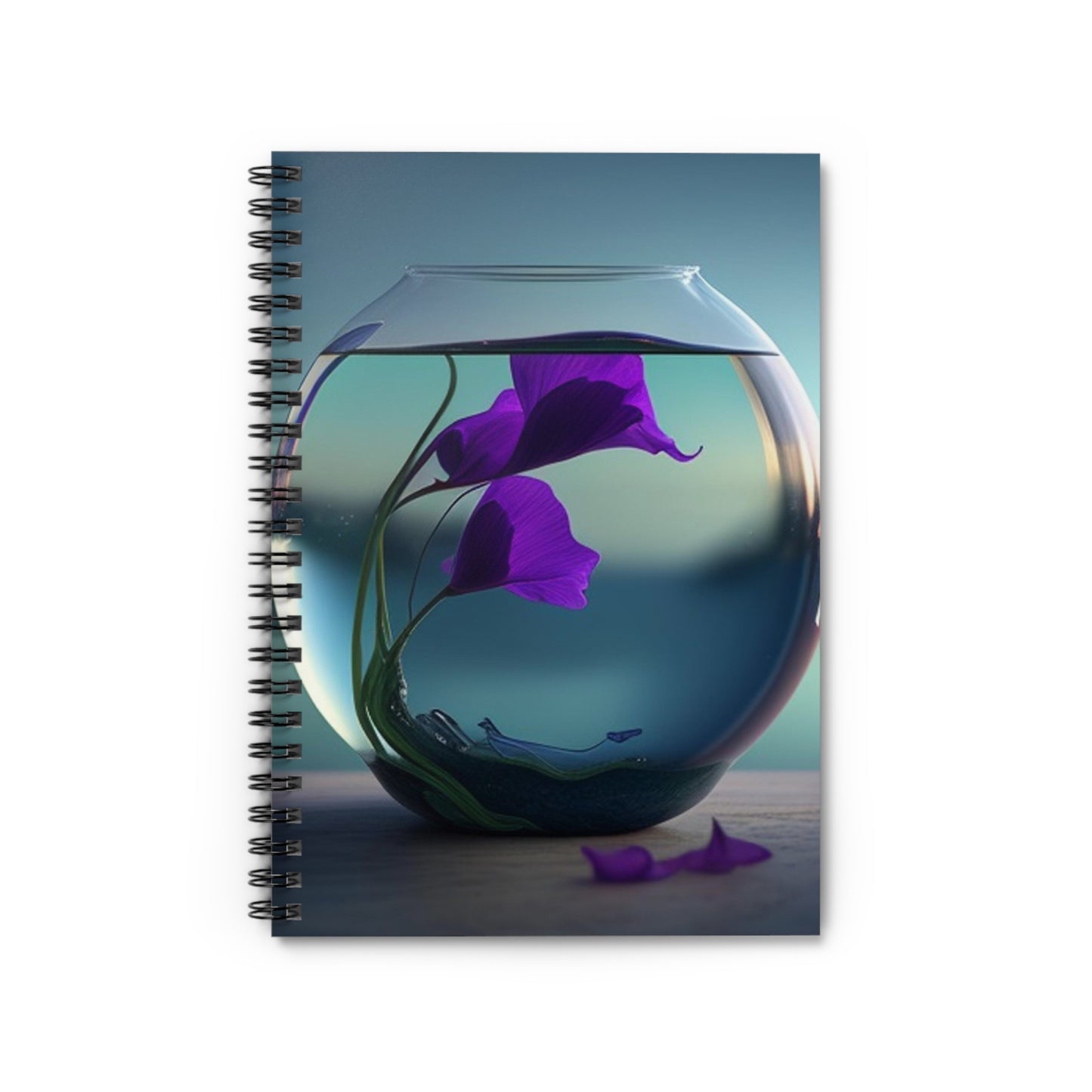 Spiral Notebook - Ruled Line Purple Sweet pea in a vase 2
