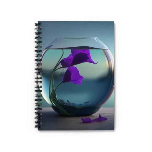 Spiral Notebook - Ruled Line Purple Sweet pea in a vase 2