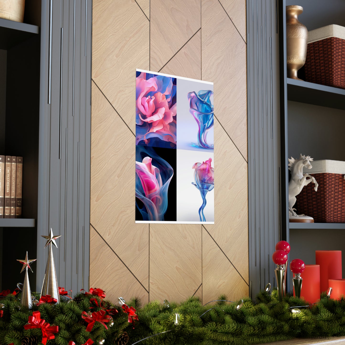 Premium Matte Vertical Posters Pink & Blue Tulip Rose 5