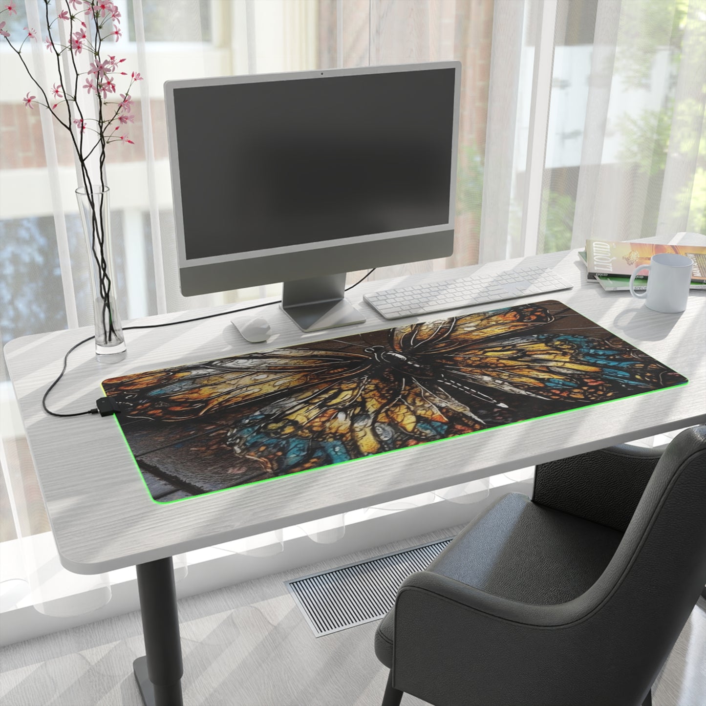 LED Gaming Mouse Pad Water Butterfly Street 1