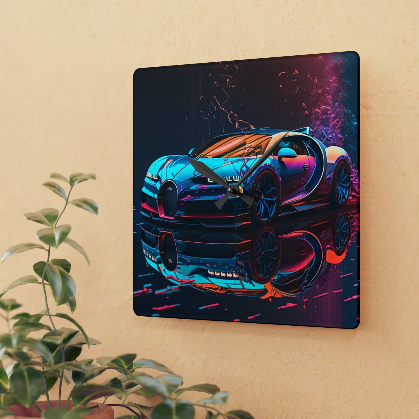 Acrylic Wall Clock Bugatti Neon Chiron 4