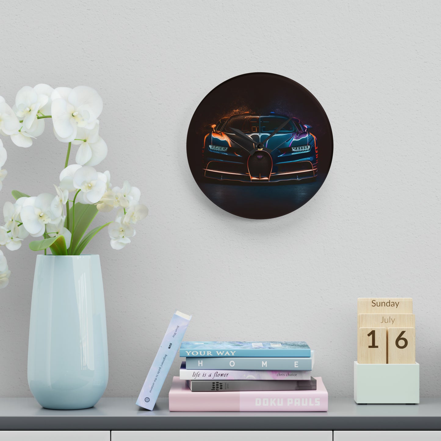 Acrylic Wall Clock Bugatti Chiron Super 3