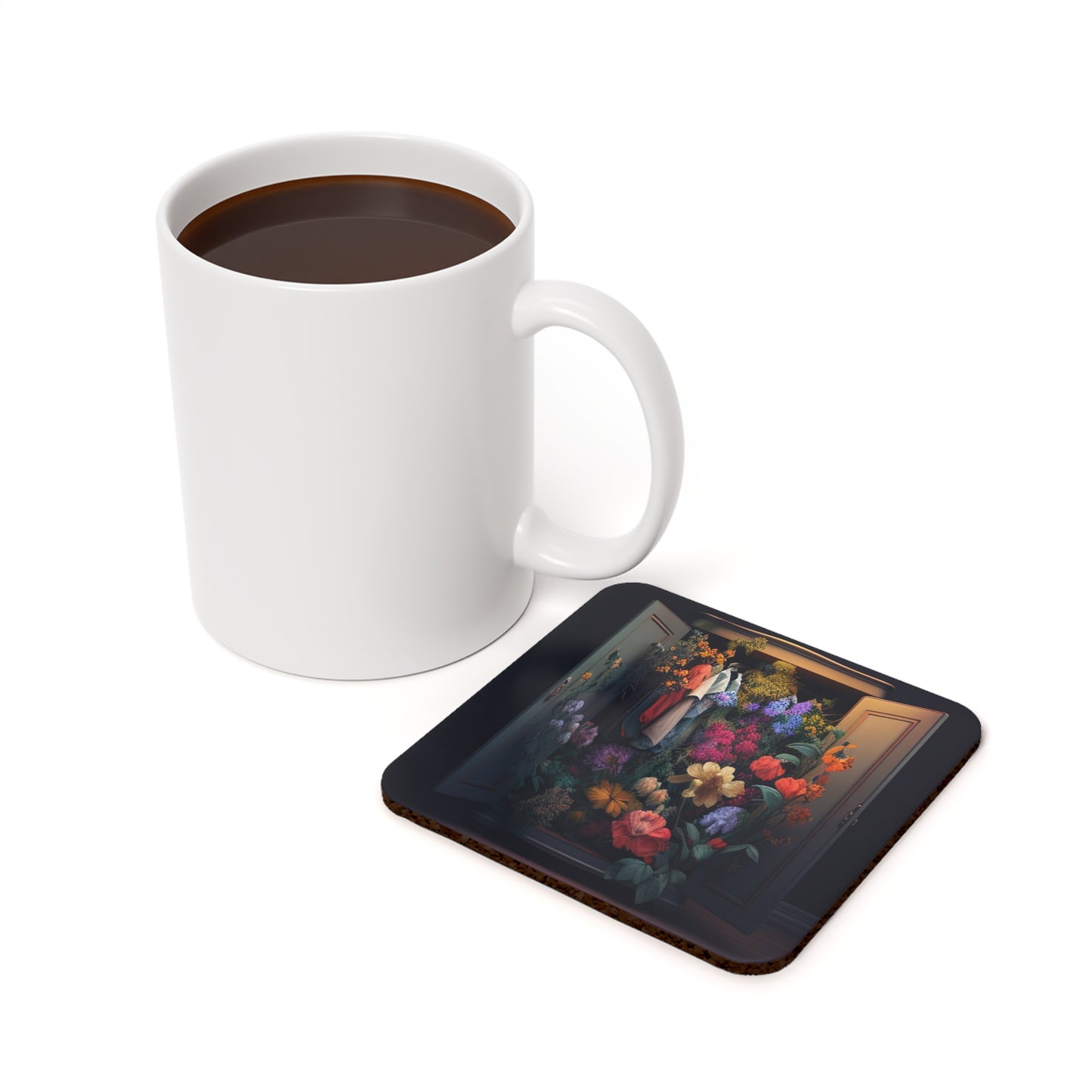 Cork Back Coaster A Wardrobe Surrounded by Flowers 4