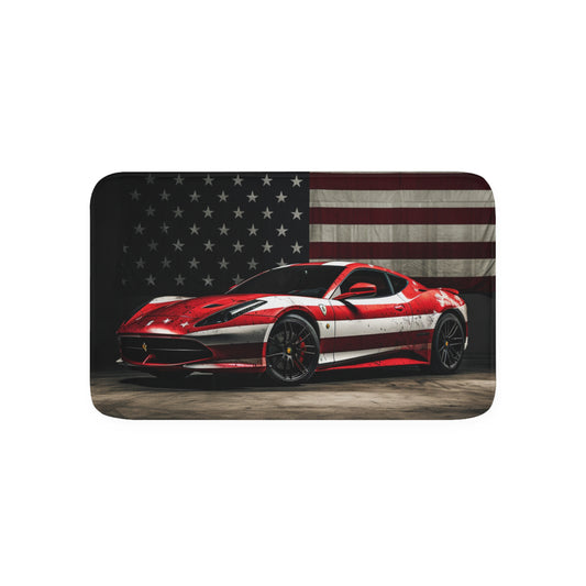 Memory Foam Bath Mat American Flag Background Ferrari 1