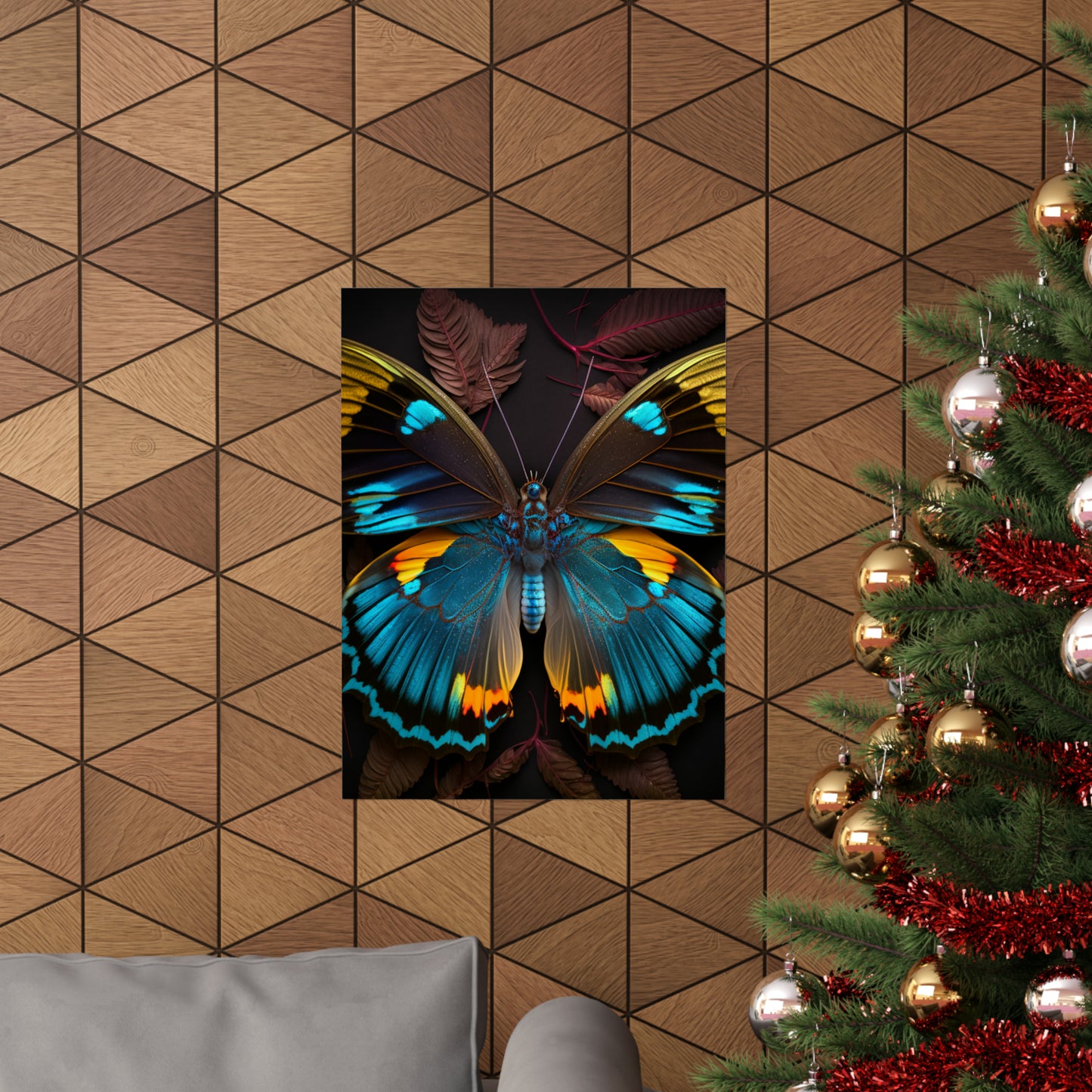 Premium Matte Vertical Posters Neon Butterfly Flair 1