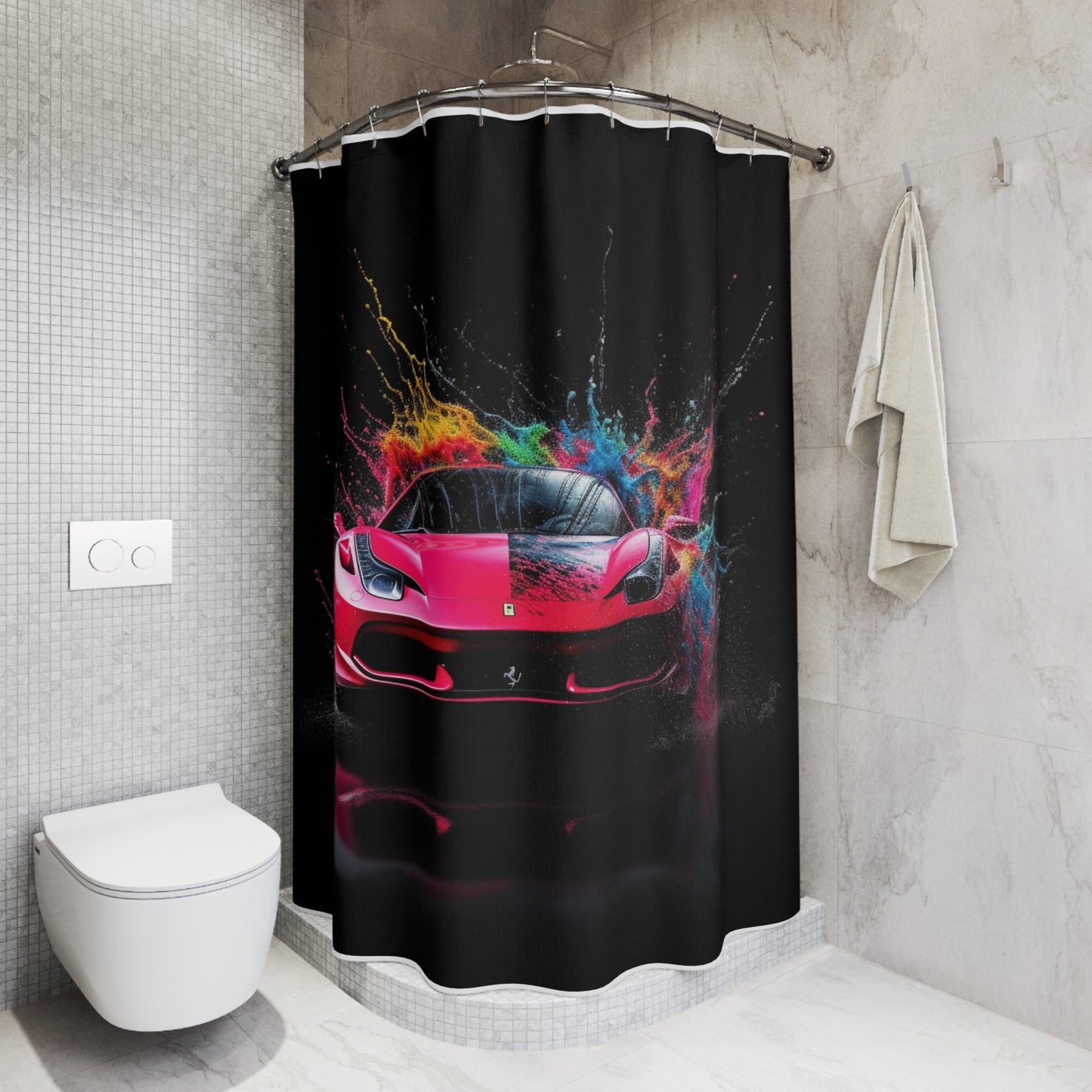 Polyester Shower Curtain Ferrari Water Splash 2